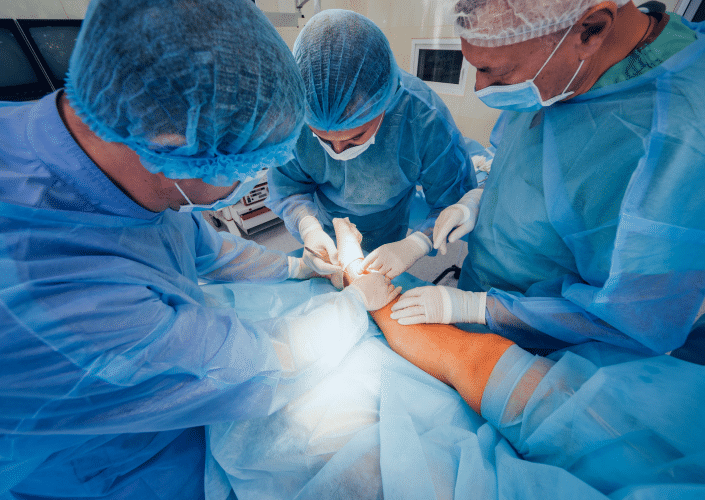 doctors performing bunion surgery